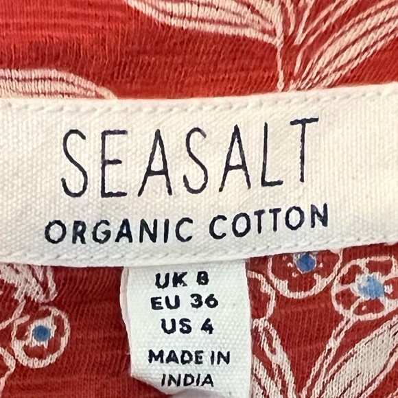 Soft organic cotton A-line midi dress, faux wrap front, 3/4 sleeve, eco friendly - Picture 3 of 6